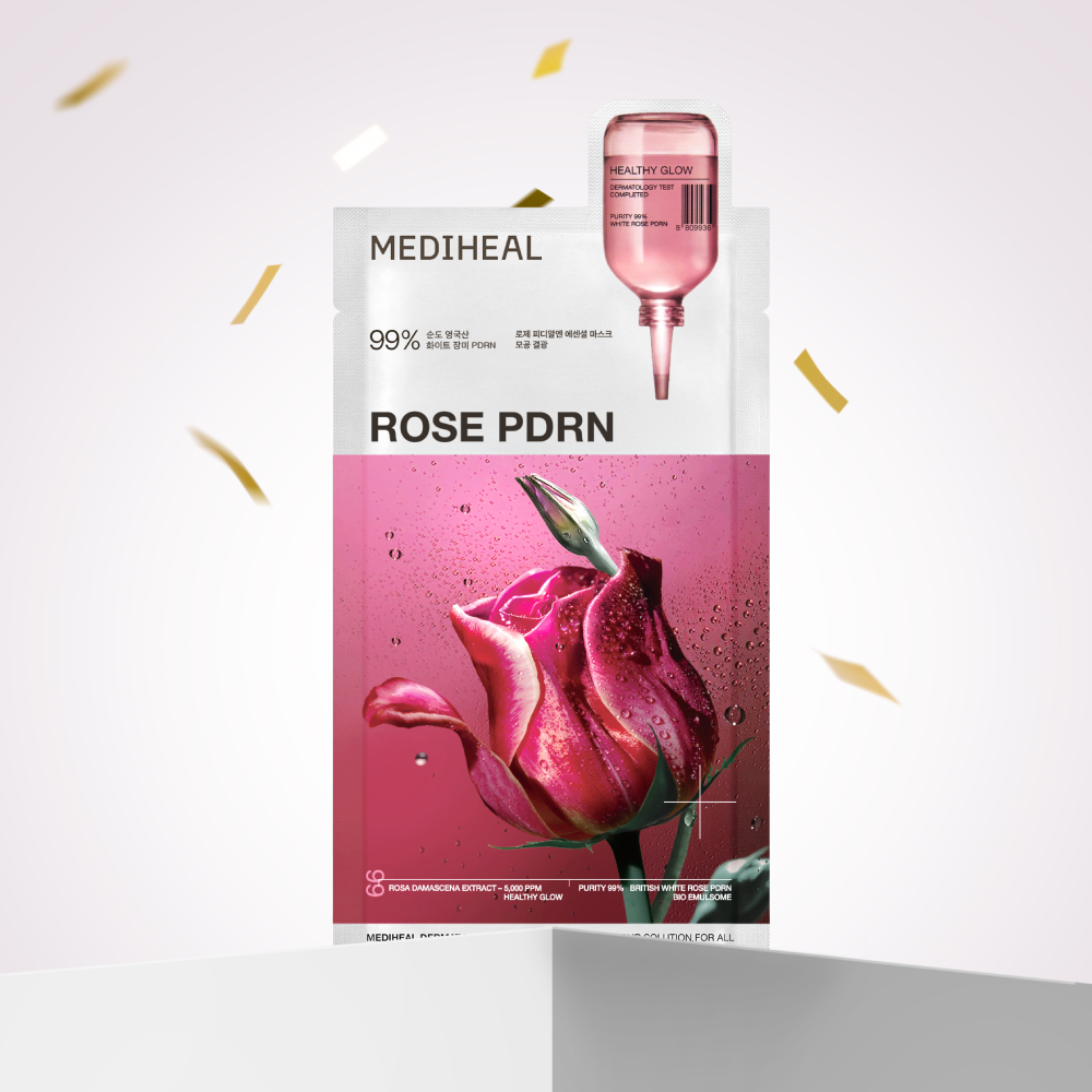 韓国　プランエスクリニック　MEDIHEAL ROSE PDRNシートマスク MEDIHEAL Essential Mask [Rose PDRN Healthy Glow] | Hwahae Global